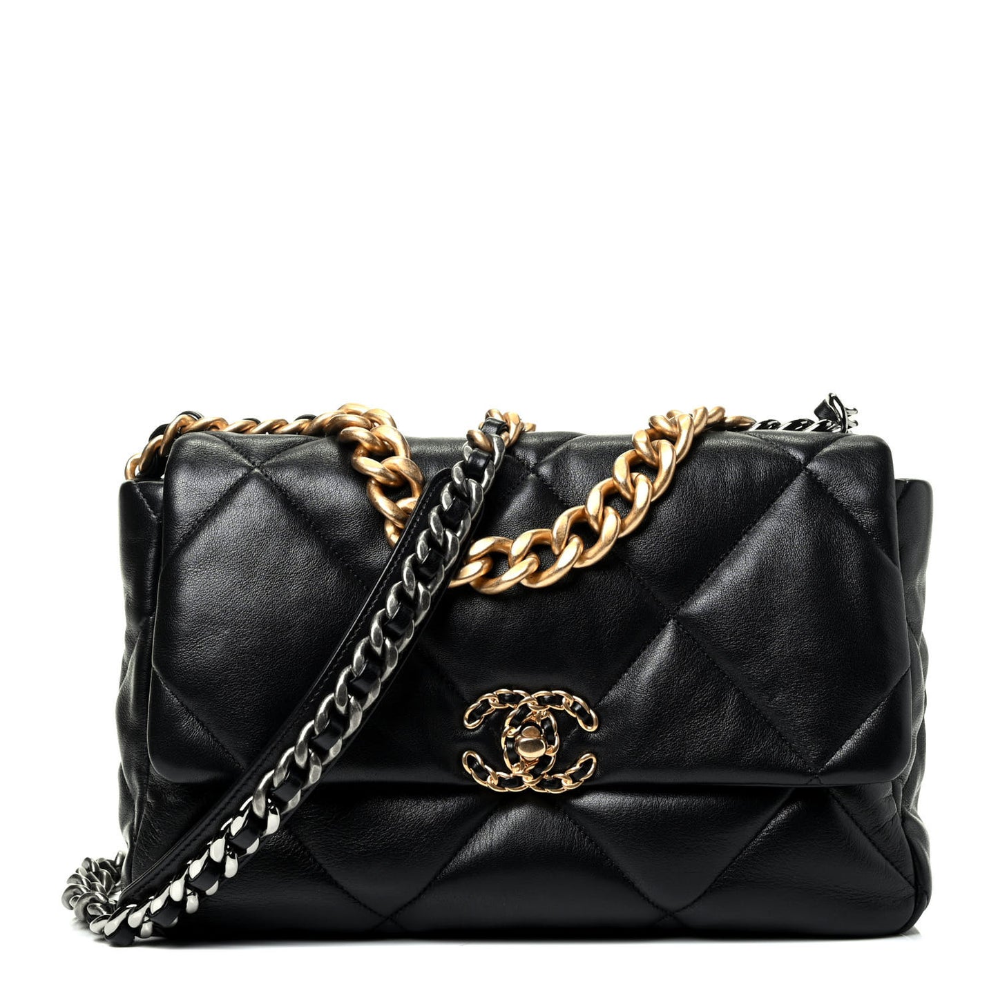 Lambskin Quilted Large Chanel 19 Flap Black