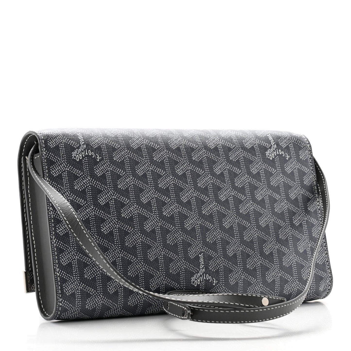 Goyardine Monte Carlo Bois Clutch With Strap Gray