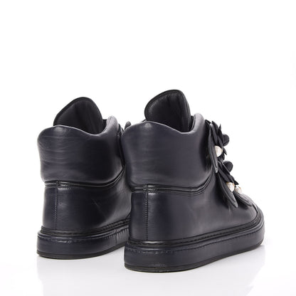 Chanel Calfskin Camellia High Top Sneakers 39.5 Navy 4 of 9