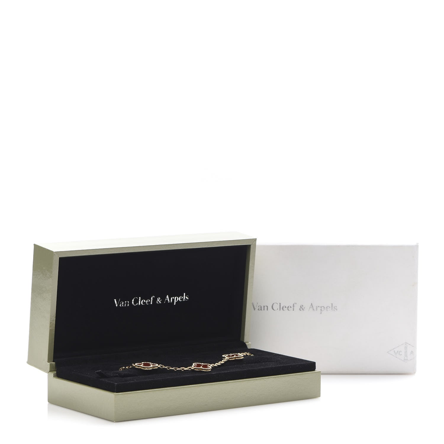 Van Cleef & Arpels 18K Yellow Gold Carnelian 5 Motifs Vintage Alhambra Bracelet 6 of 6
