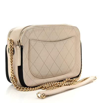 Chanel Calfskin Grosgrain Stitched Button Up Camera Case Light Grey 3 of 12