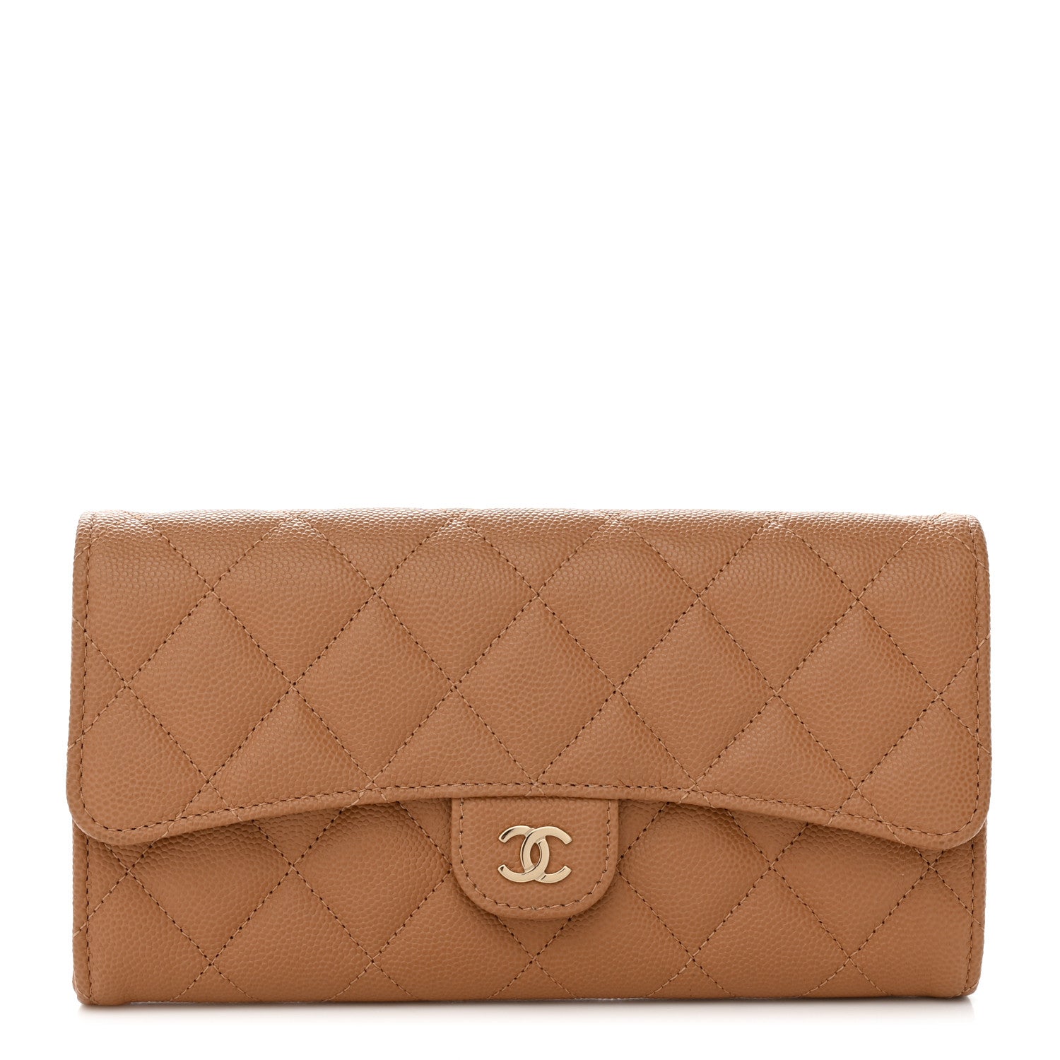 Chanel Caviar Quilted Large Gusset Flap Wallet Beige 1 of 9