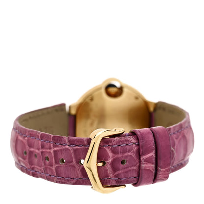 Cartier 18K Yellow Gold Alligator 28mm Ballon Bleu De Cartier Quartz Watch Purple 3 of 4