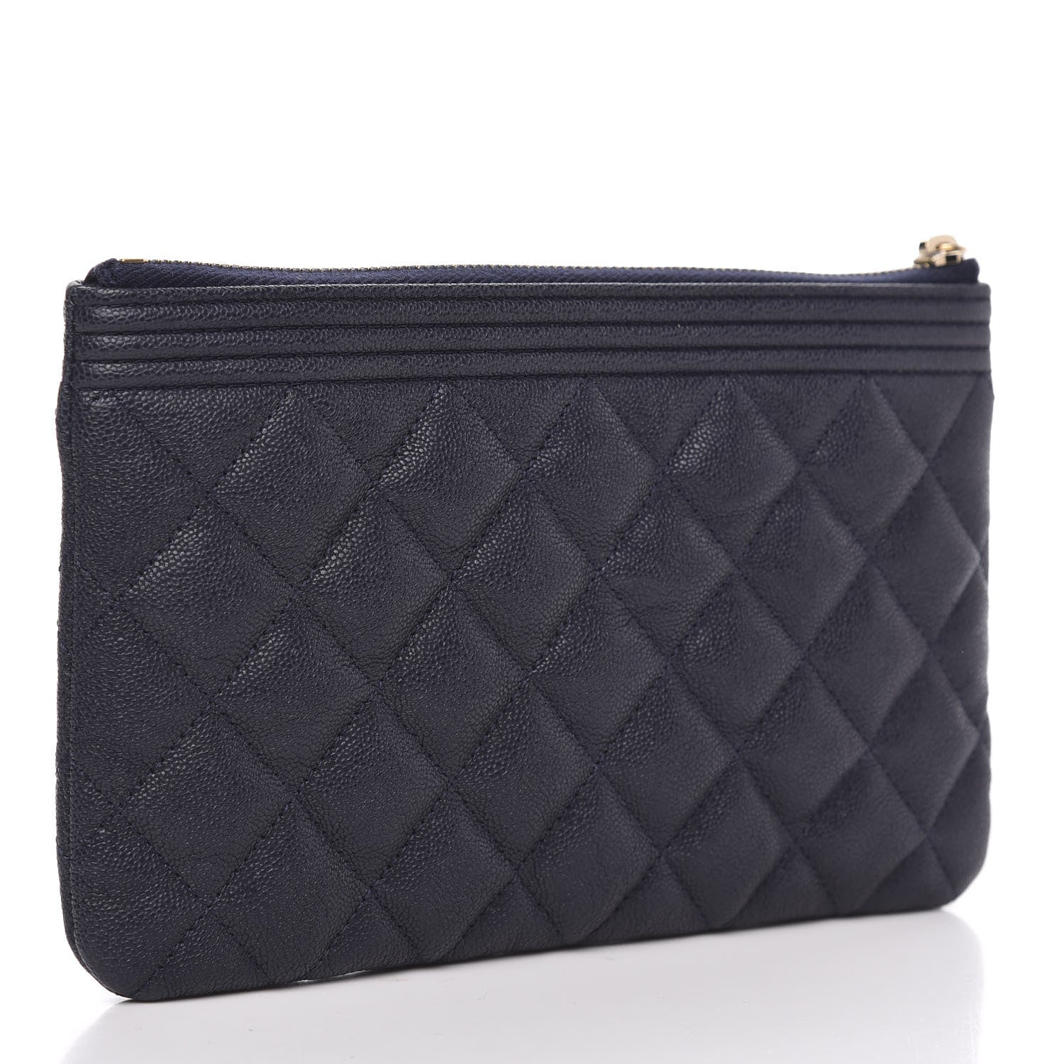 Chanel Caviar Quilted Small Zipped Boy Pouch Navy Blue 3 of 10