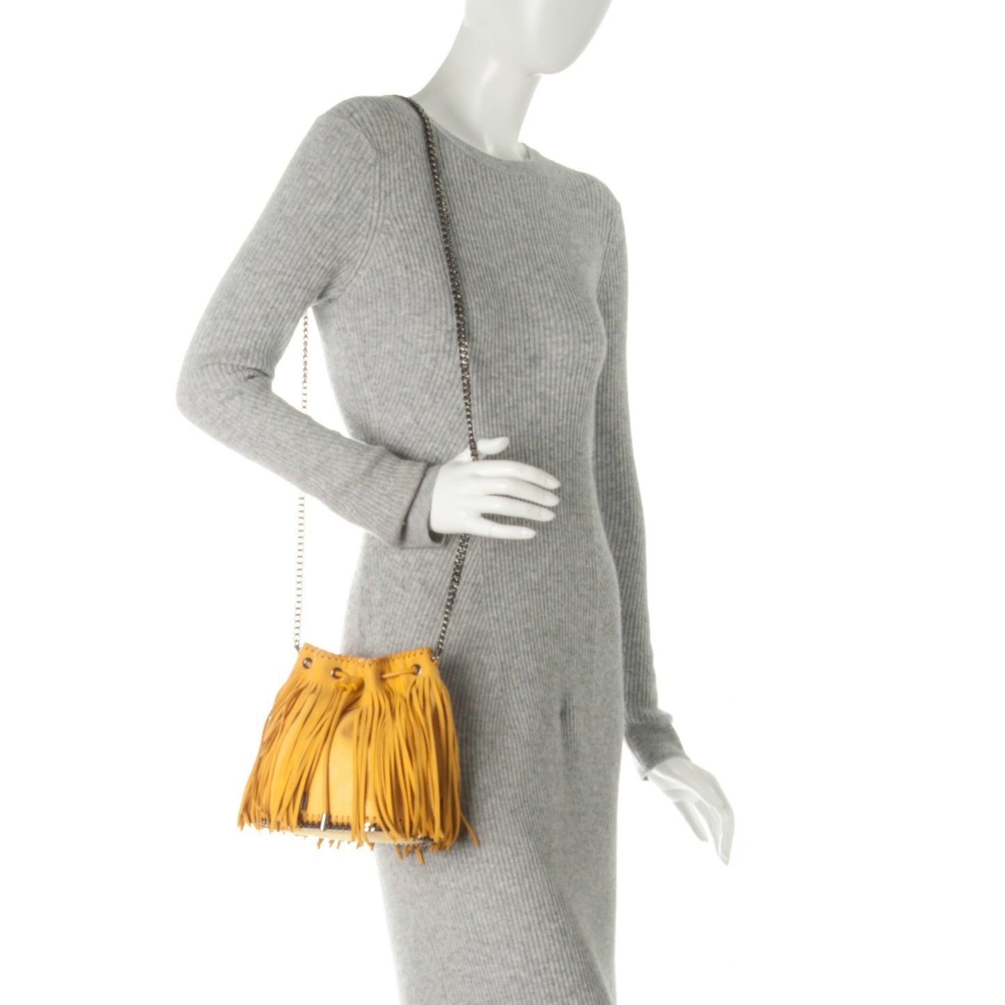 Shaggy Deer Fringe Falabella Bucket Bag Sun