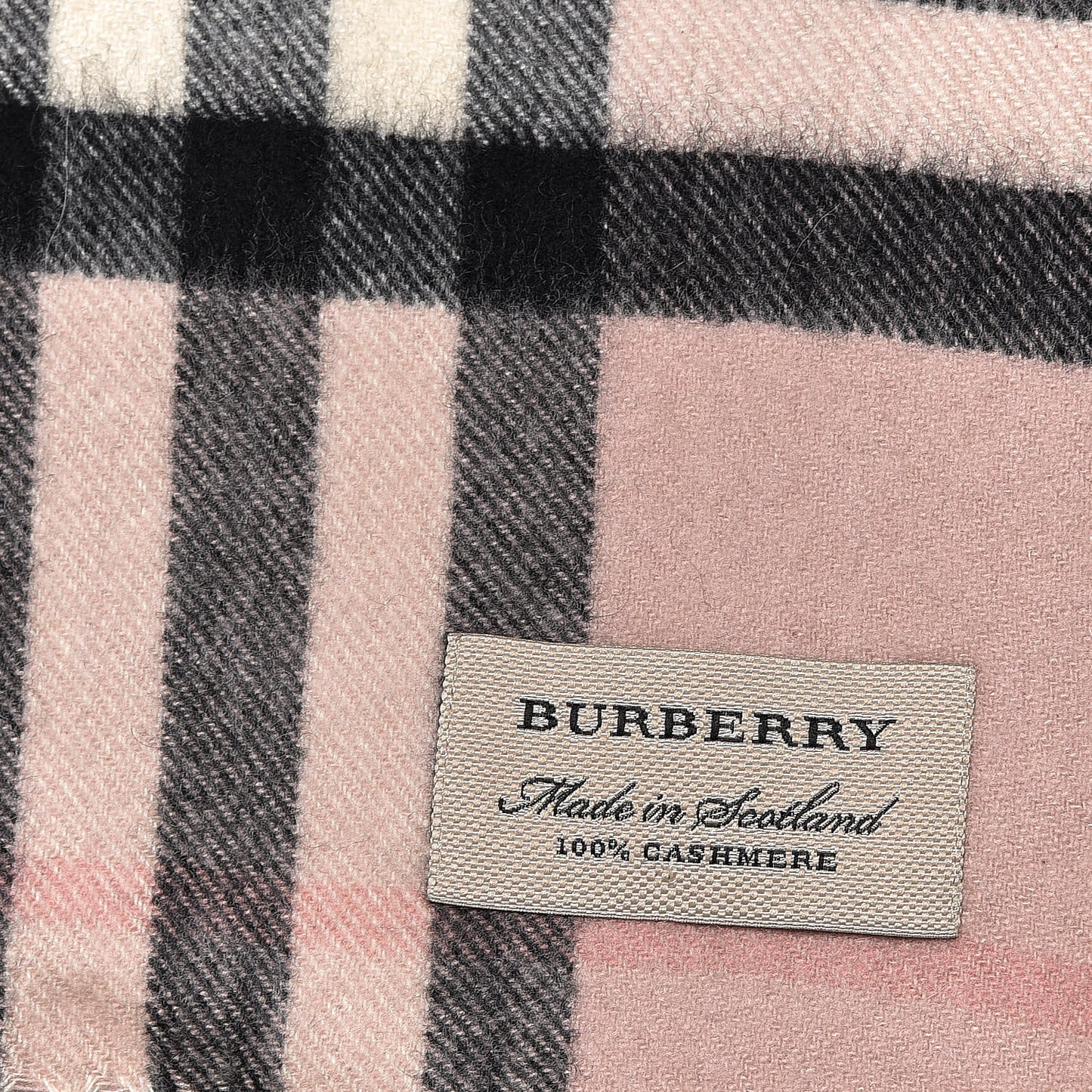 Cashmere Giant Heritage Check Fringe Scarf Ash Rose