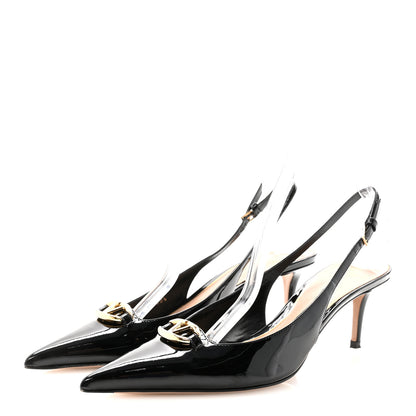 Valentino Garavani Patent Signature Vlogo Slingback 65mm Pumps 38.5 Black 4 of 10
