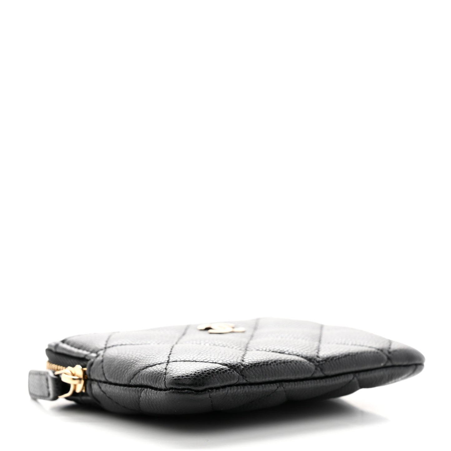 Caviar Quilted Zip Card Holder Wallet Black