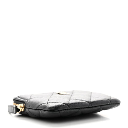Chanel Caviar Quilted Zip Card Holder Wallet Black 4 of 7