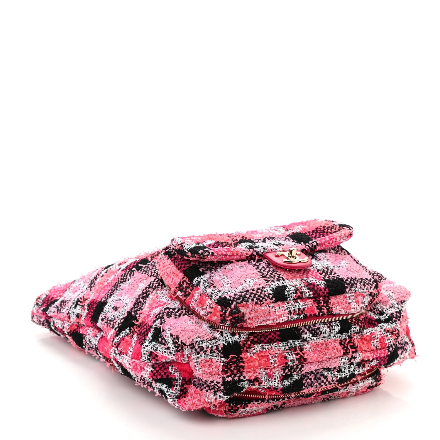Chanel Tweed Large Tote Flap Pink Black 14 of 17