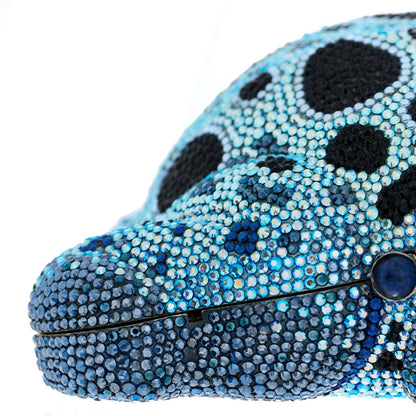 Judith Leiber Crystal Frog Minaudiere Chain Clutch Blue 11 of 12