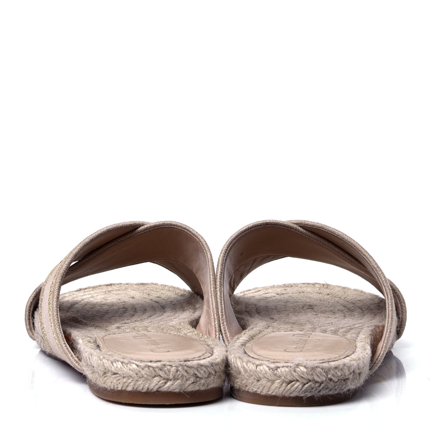 Canvas Embroidered Granville Espadrille Crisscross Flat Slide Sandals 41 Cream