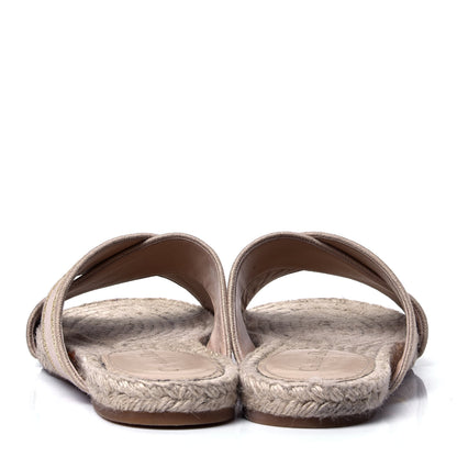 Christian Dior Canvas Embroidered Granville Espadrille Crisscross Flat Slide Sandals 41 Cream 4 of 6
