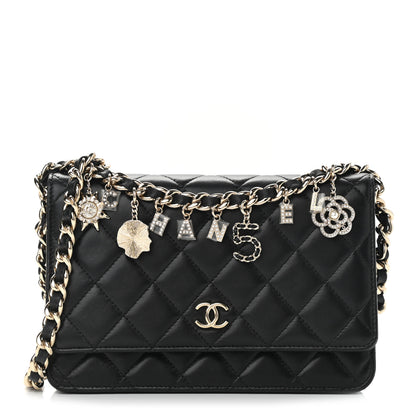 Chanel Lambskin Quilted Coco Charms Wallet On Chain Black 1 of 13
