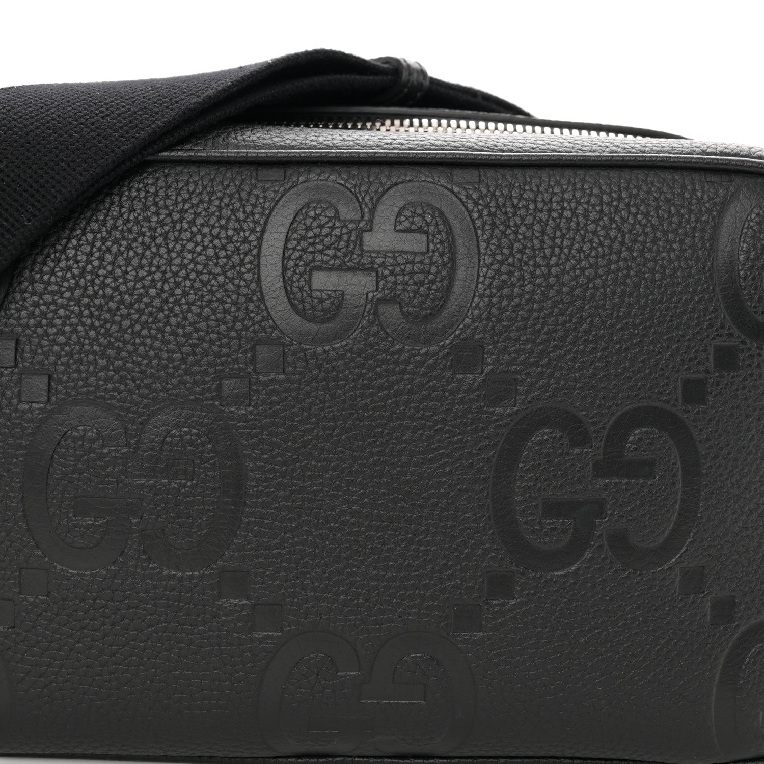 Gucci Piuma Calfskin Jumbo GG Embossed Medium Messenger Bag Black 8 of 10