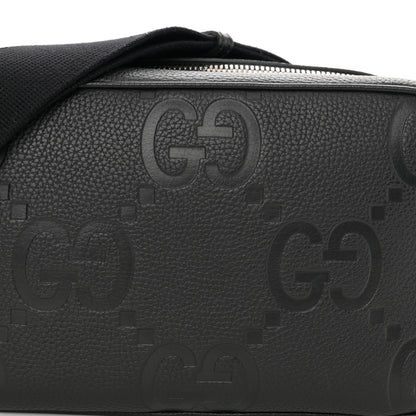 Gucci Piuma Calfskin Jumbo GG Embossed Medium Messenger Bag Black 8 of 10