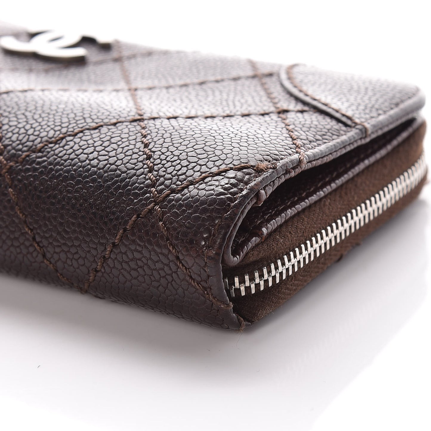 Caviar Quilted Outdoor Ligne Wallet Dark Brown