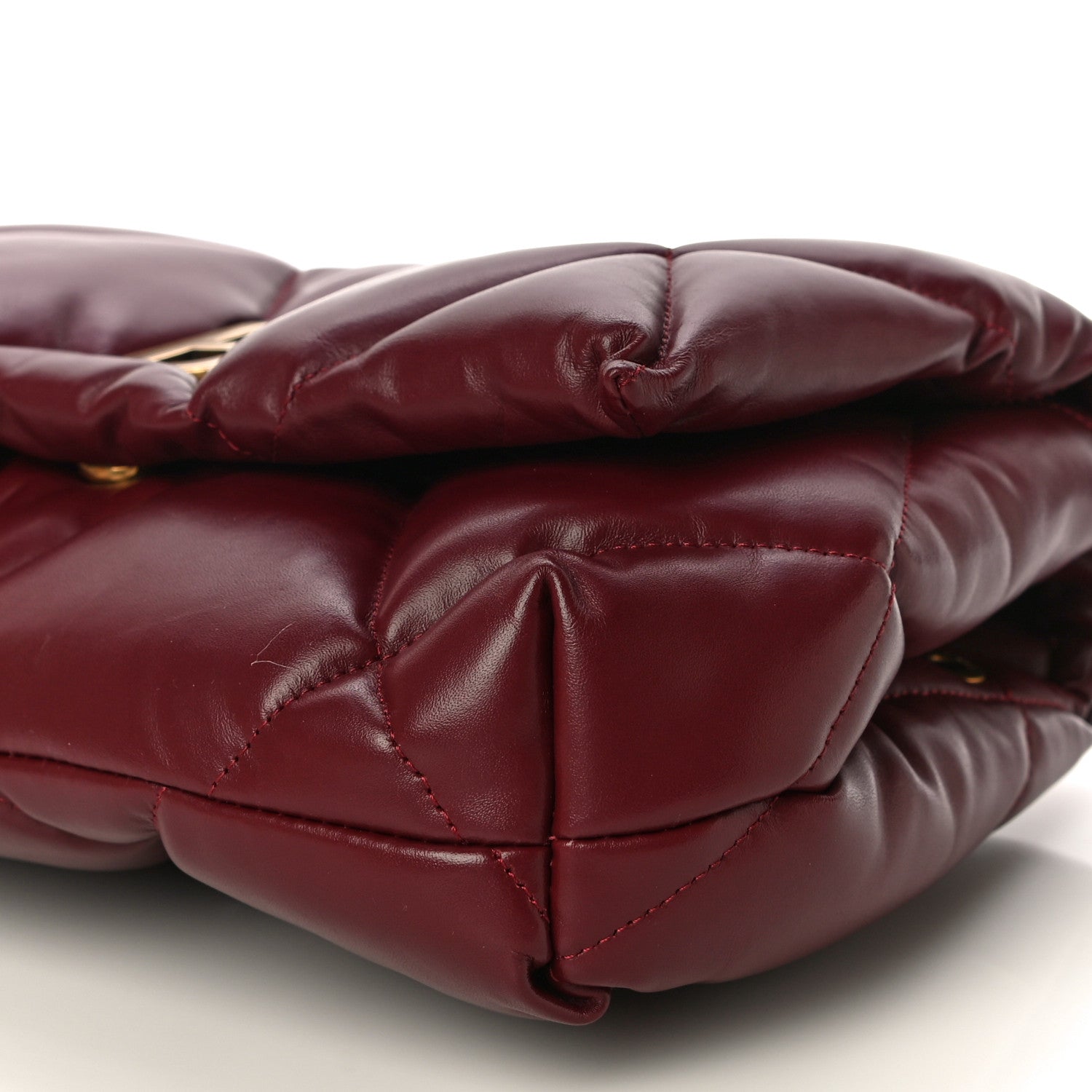 Balenciaga Nappa Calfskin Quilted Touch B Puffy Clutch Dark Red 9 of 10