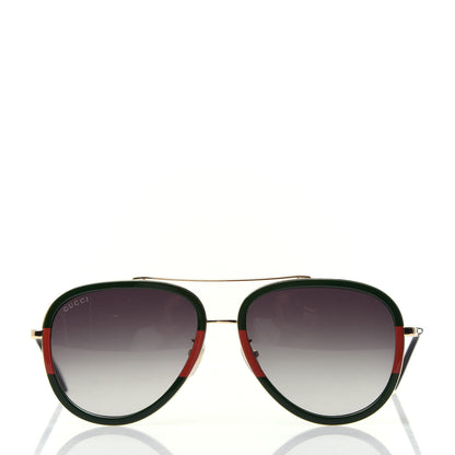 Gucci Web Aviator Sunglasses GG0062S Green Red 2 of 8