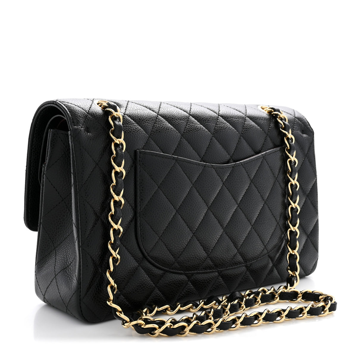 Caviar Quilted Medium Double Flap Black