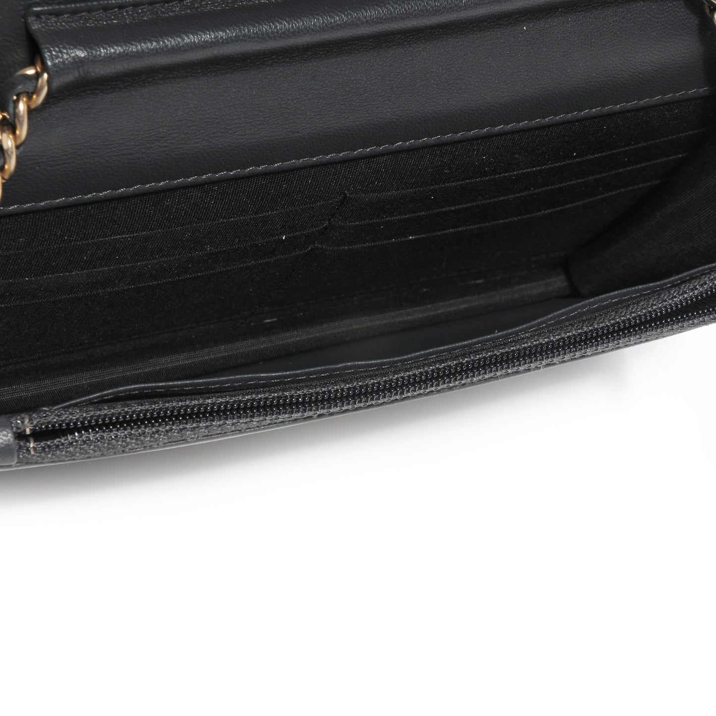Lambskin Timeless CC Wallet on Chain WOC Gray