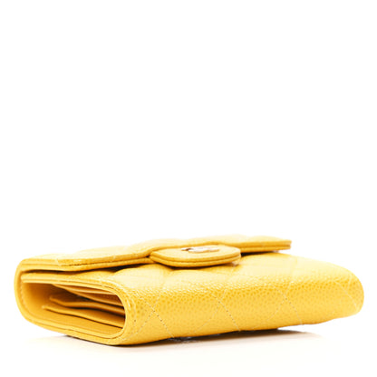 Chanel Caviar Quilted Compact Flap Wallet Yellow 3 of 5