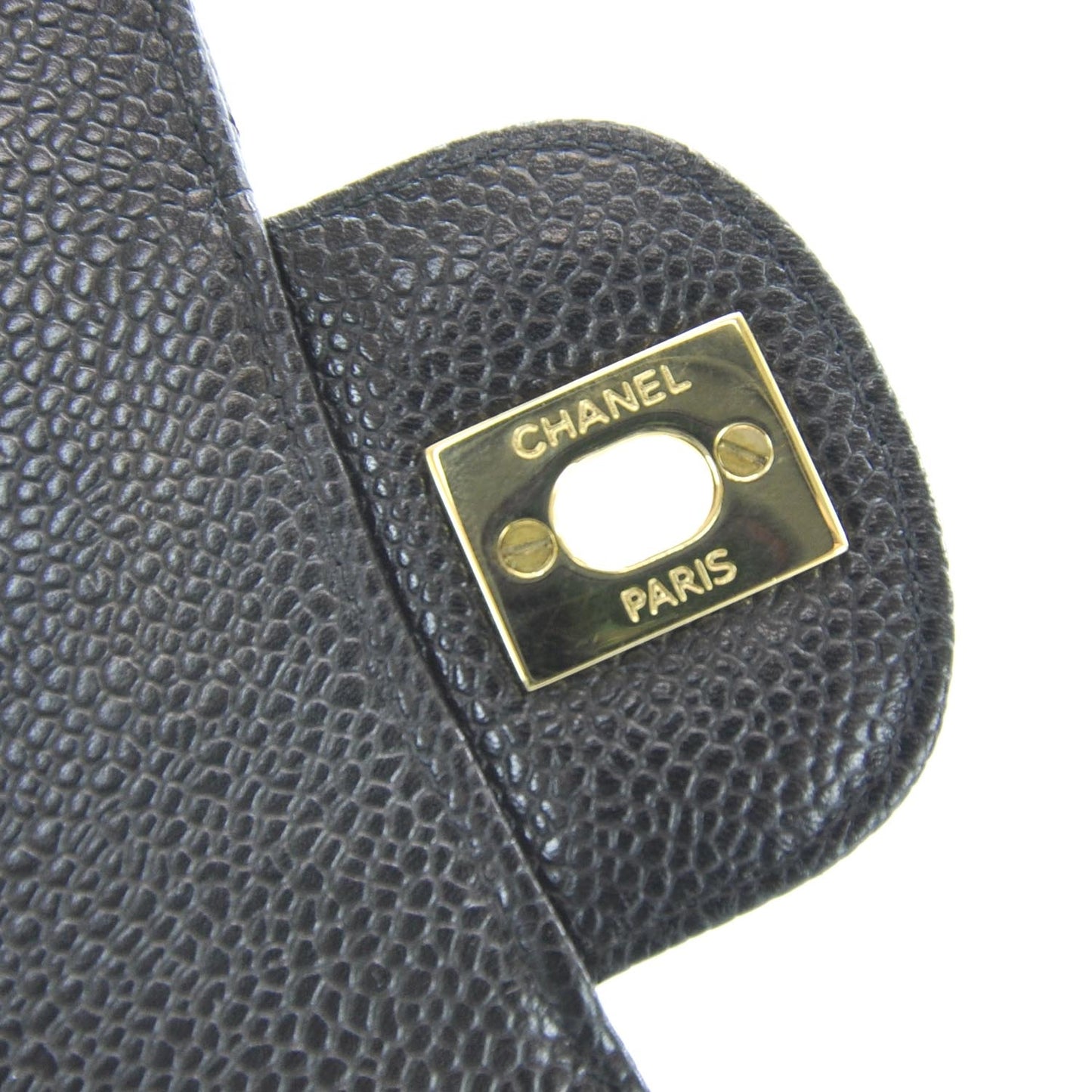Caviar Quilted Medium Double Flap Black