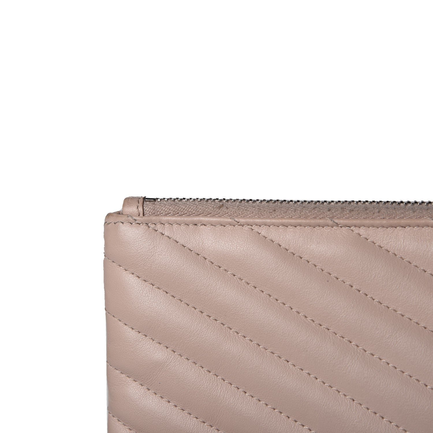 Saint Laurent Calfskin Matelasse Chevron Monogram A5 Wristlet Rose Poudre 8 of 13