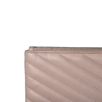 Saint Laurent Calfskin Matelasse Chevron Monogram A5 Wristlet Rose Poudre 8 of 13