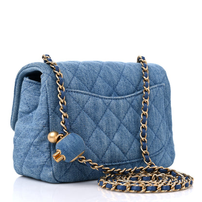 Chanel Denim Quilted Mini Pearl Crush Flap Blue 3 of 10