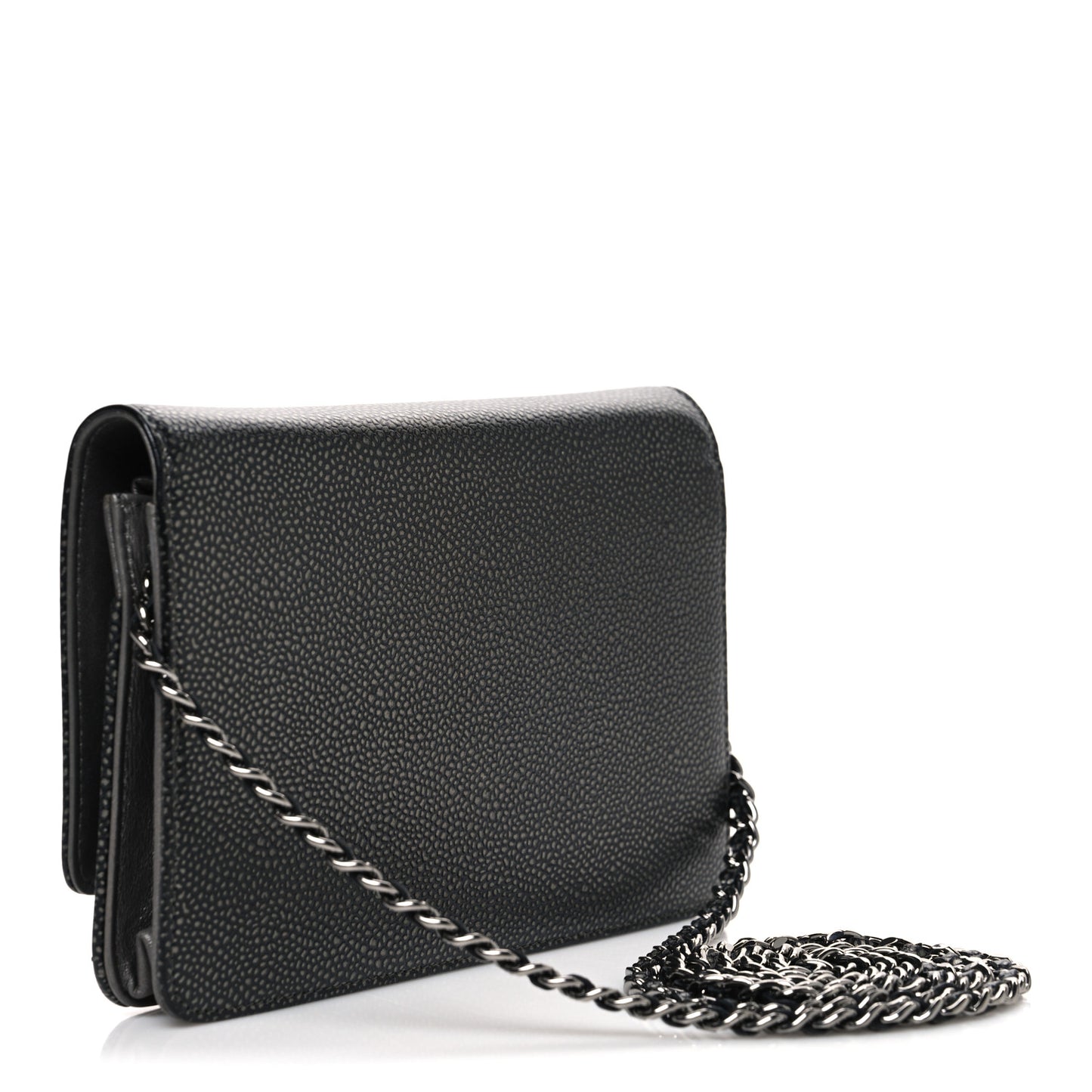 Metallic Caviar Timeless CC Wallet On Chain WOC Grey