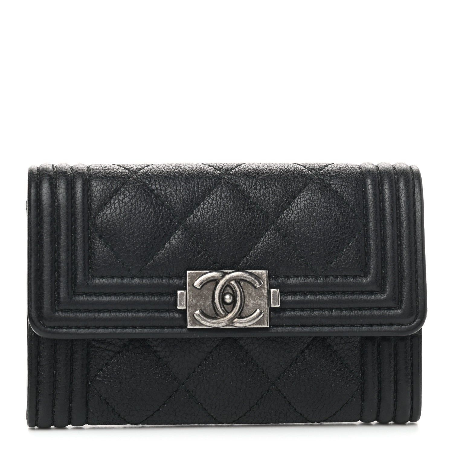 Chanel Caviar Quilted Boy Flap Card Holder Black 1 of 8