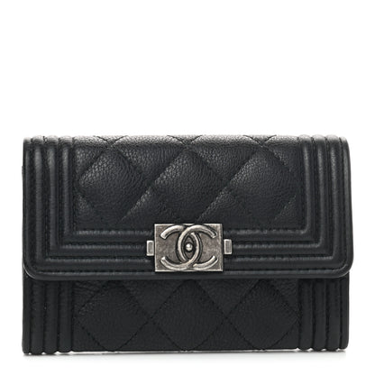 Chanel Caviar Quilted Boy Flap Card Holder Black 1 of 8
