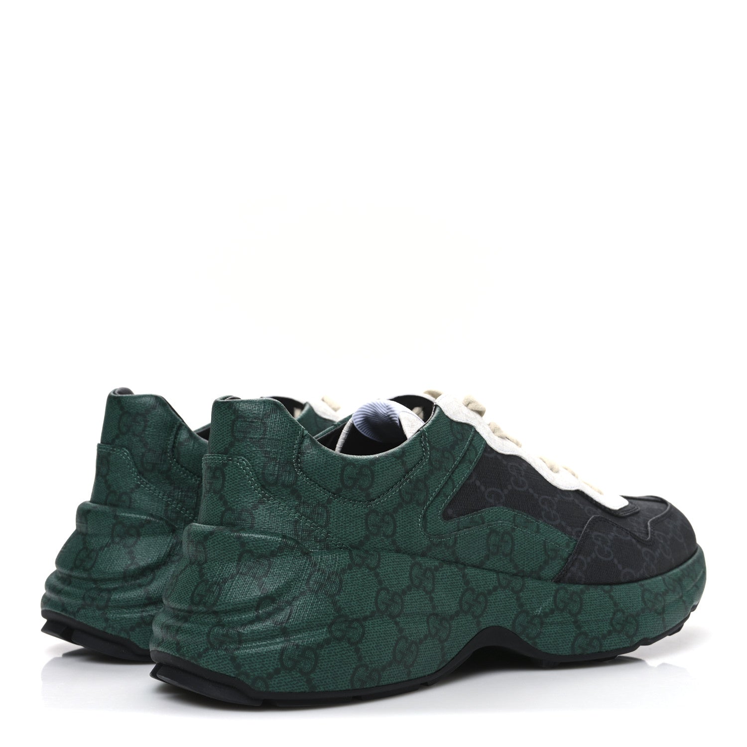Gucci GG Supreme Monogram Mens Rhyton Sneakers 8.5 Black Green 5 of 11