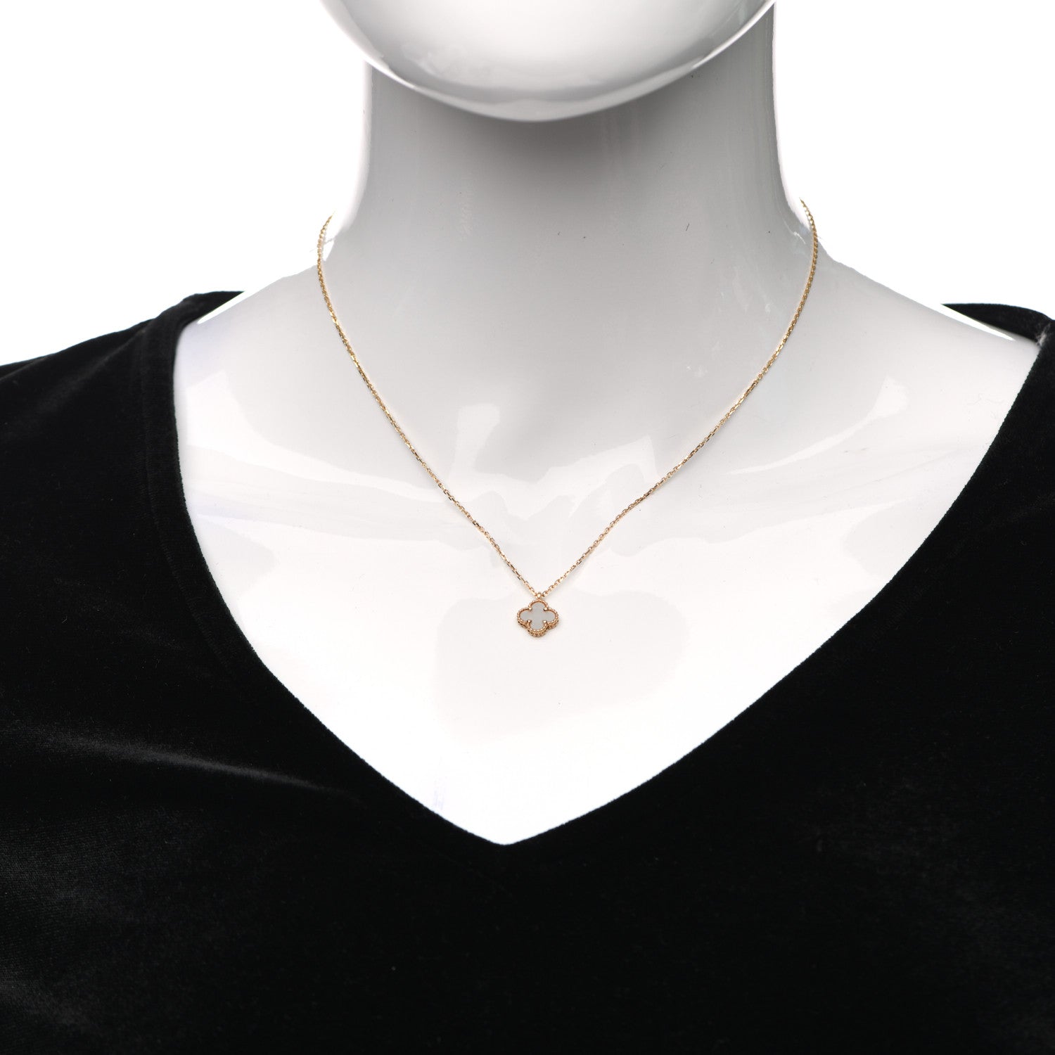 Van Cleef & Arpels 18K Yellow Gold Mother of Pearl Sweet Alhambra Pendant Necklace 2 of 5