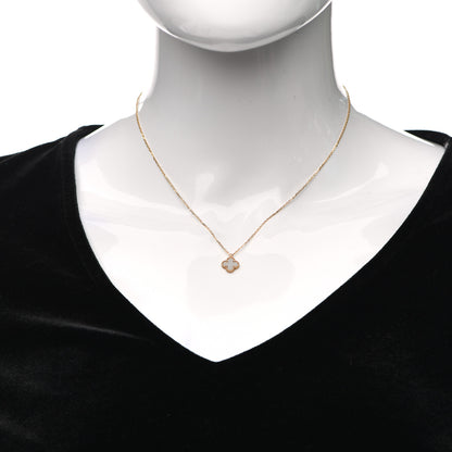 Van Cleef & Arpels 18K Yellow Gold Mother of Pearl Sweet Alhambra Pendant Necklace 2 of 5