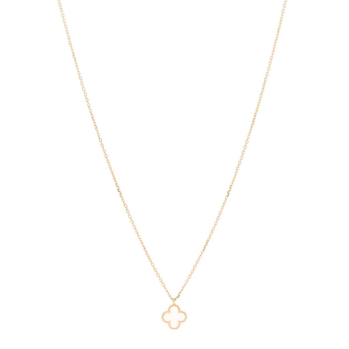 Van Cleef & Arpels 18K Yellow Gold Mother of Pearl Sweet Alhambra Pendant Necklace 1 of 6