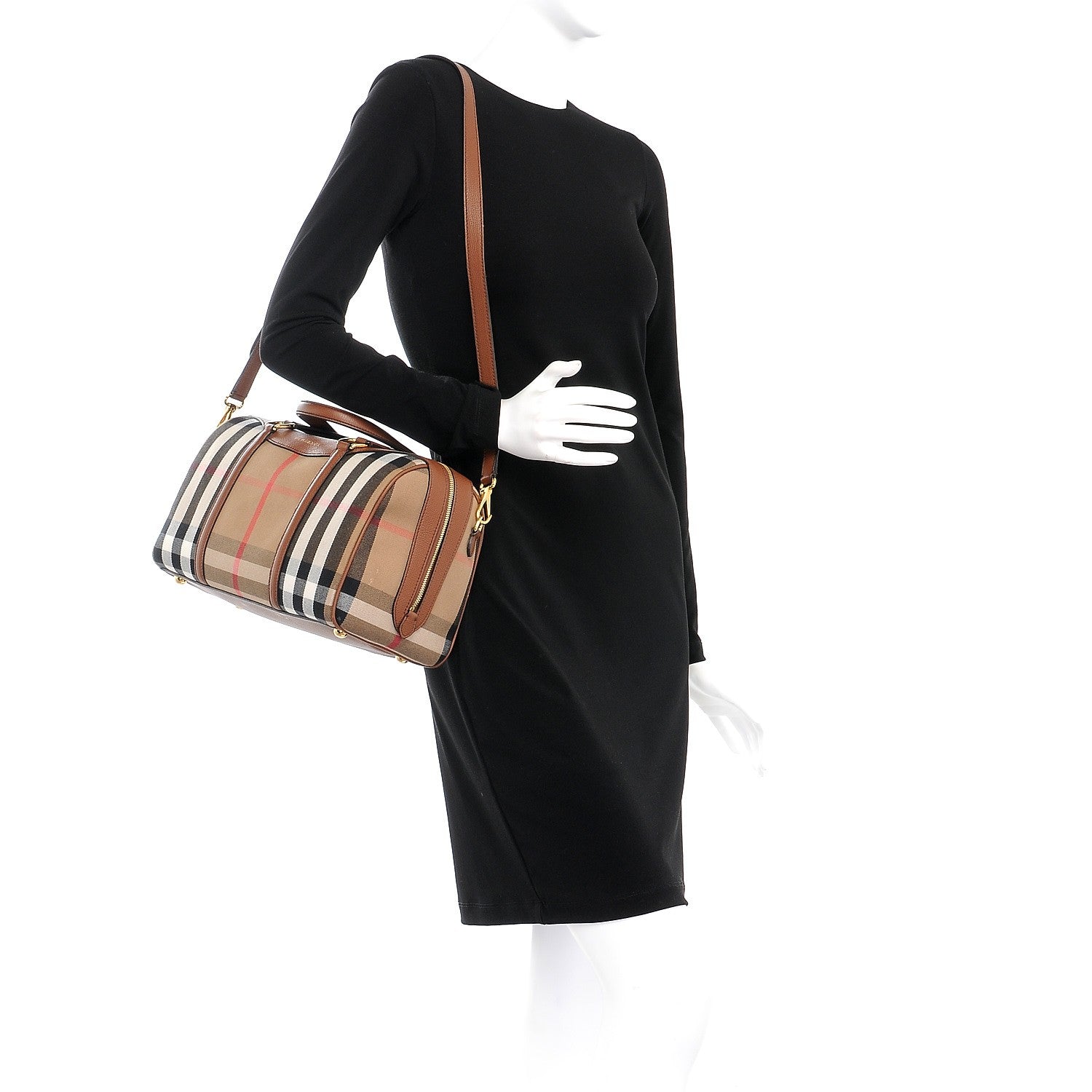 Burberry House Check Derby Calfskin Medium Alchester Bowling Bag Tan 2 of 10
