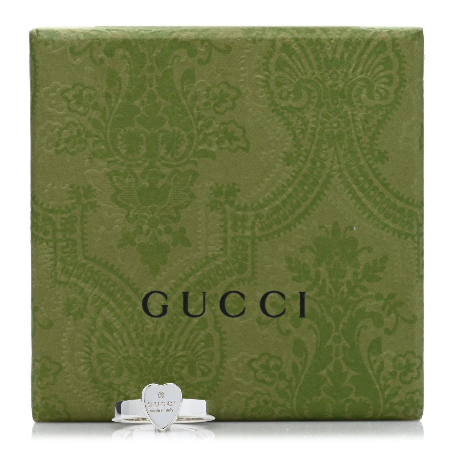 Gucci Sterling Silver Trademark Heart Ring 57 8 5 of 5