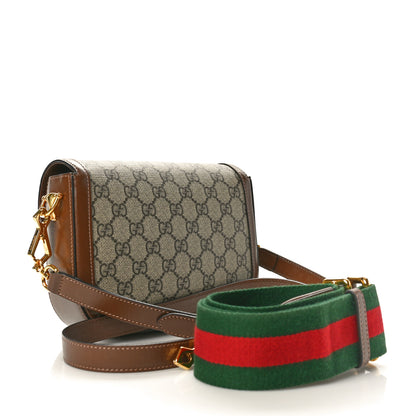 Gucci GG Supreme Monogram Web Mini Horsebit 1955 Shoulder Bag Beige Ebony Brown Sugar 3 of 10