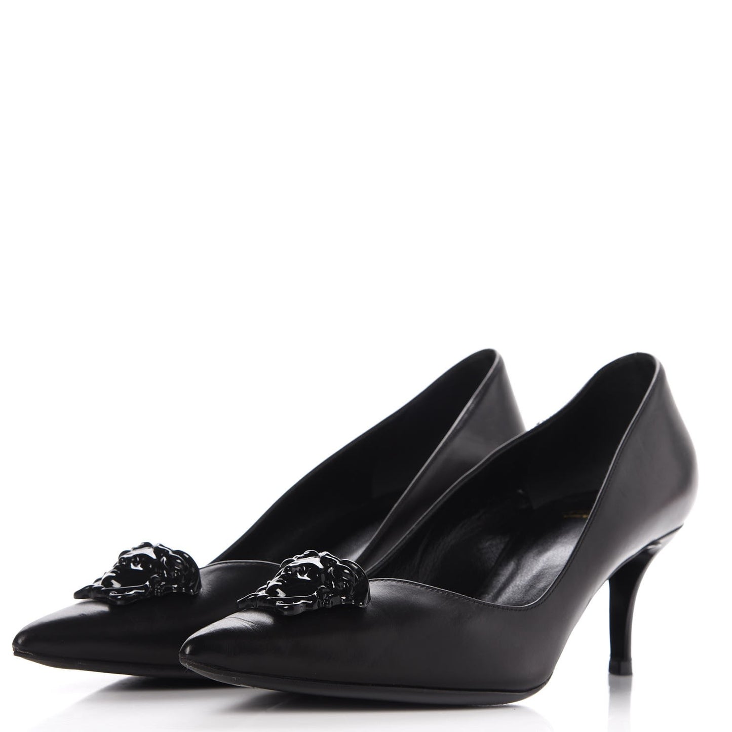 Calfskin Palazzo Kitten Pumps 39.5 Black