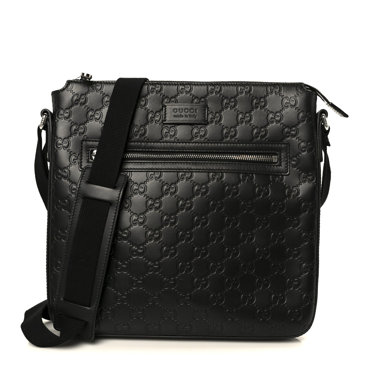 Guccissima Signature Medium Flat Messenger Bag Black