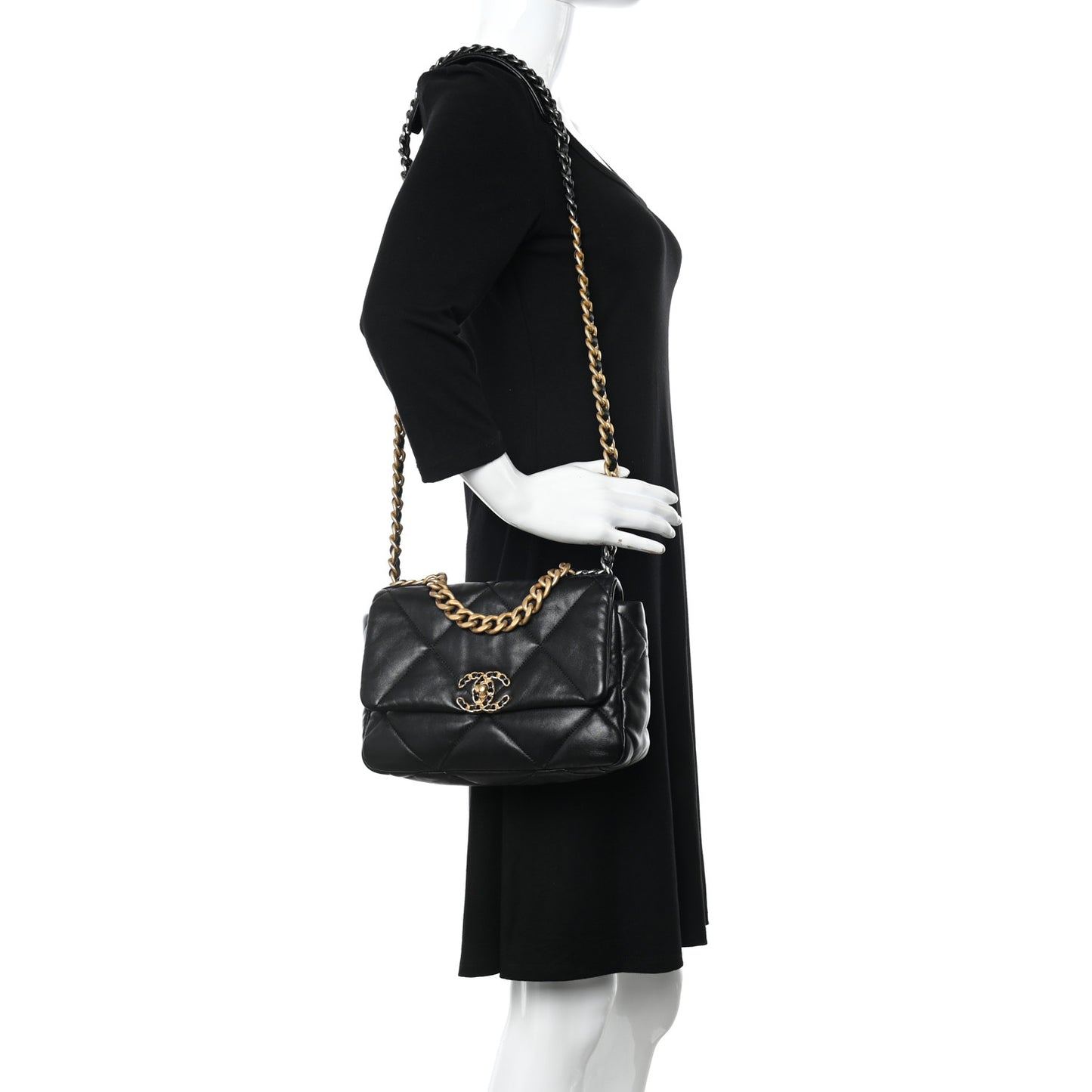 Lambskin Quilted Medium Chanel 19 Flap Black