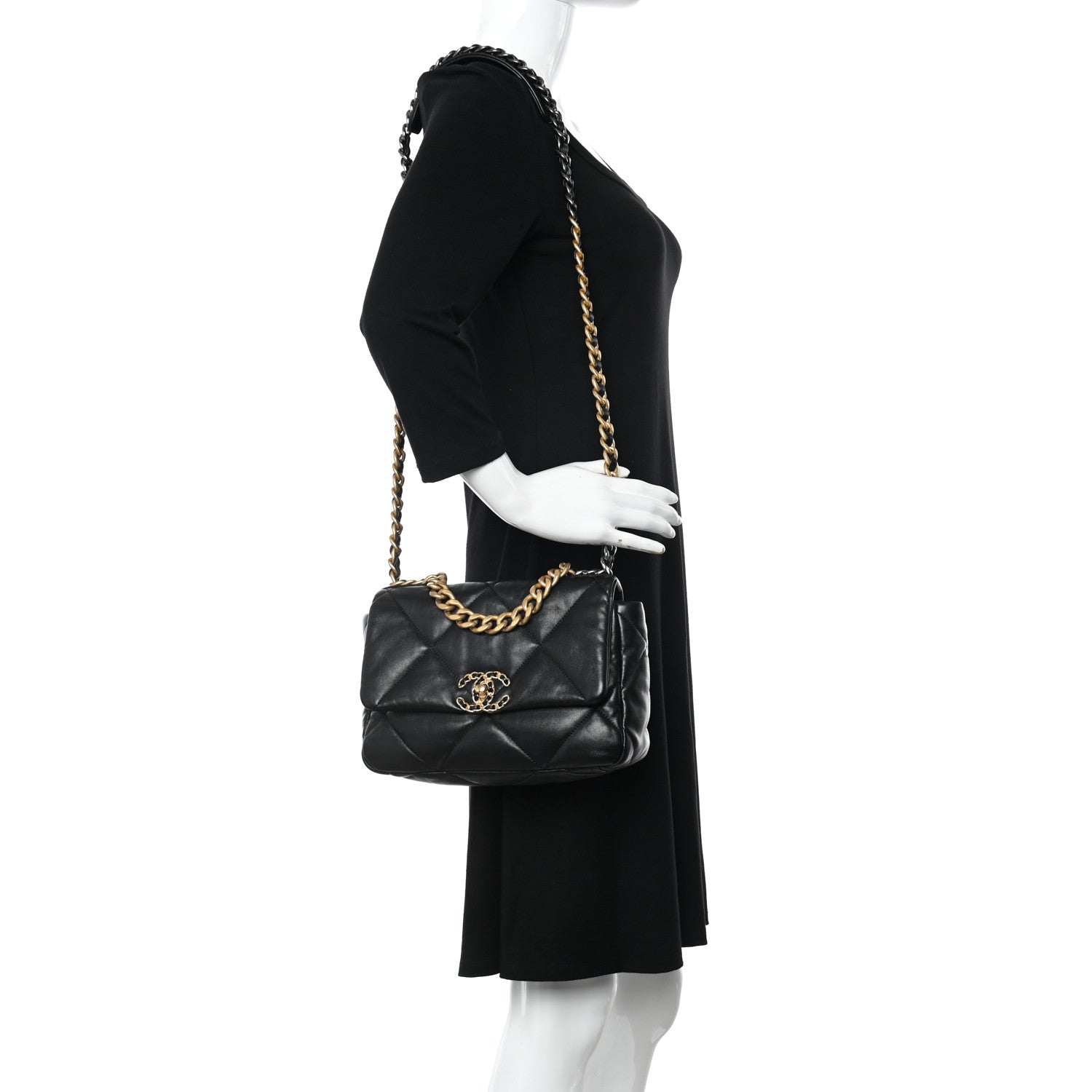 Chanel Lambskin Quilted Medium Chanel 19 Flap Black 2 of 12