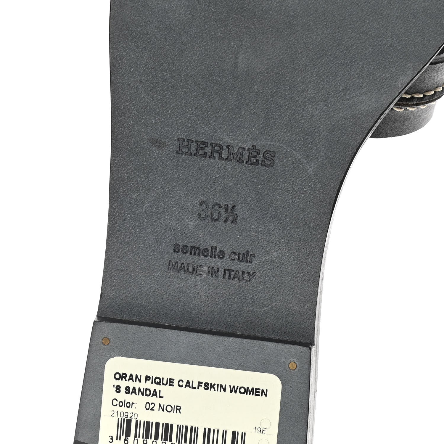 Hermes Calfskin Pique Oran Sandals 36.5 Black 8 of 10