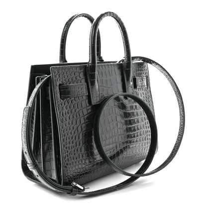 Saint Laurent Calfskin Crocodile Embossed Nano Sac De Jour Dark Green 3 of 10