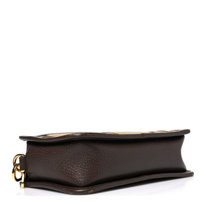 Gucci Monogram Jumbo GG Textured Dollar Calfskin Web Mini Crossbody Bag Camel Ebony New Acero 4 of 11