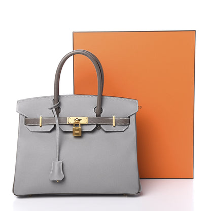 Hermes Epsom Horseshoe Birkin 30 Etain Gris Mouette 14 of 14
