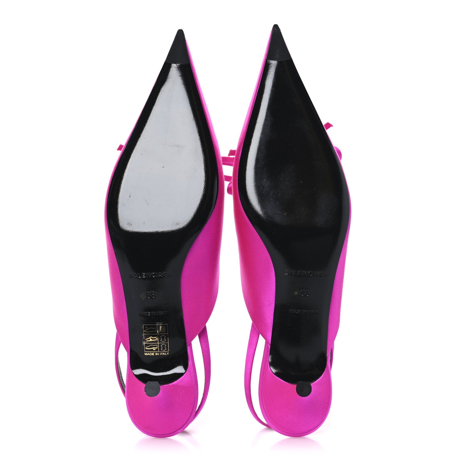 Balenciaga Satin Pointed Toe Knife Slingback 40mm Mules 38 Rose Fuchsia 6 of 9