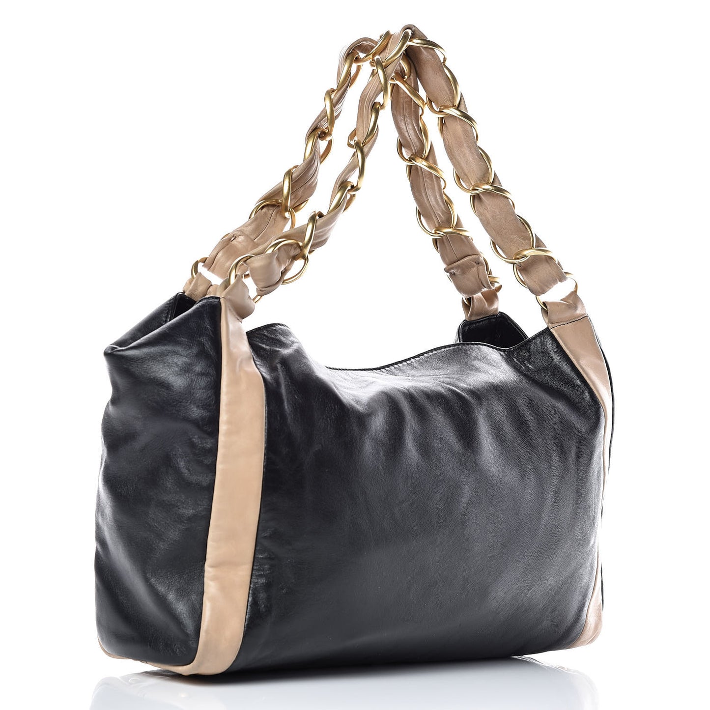 Lambskin Small Olsen Shoulder Bag Black Beige